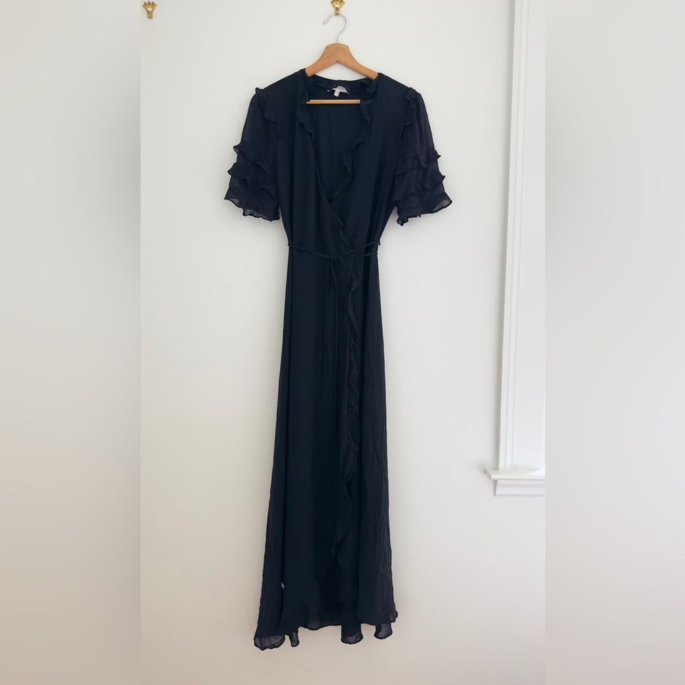WAYF Black Wrap Dress Size S